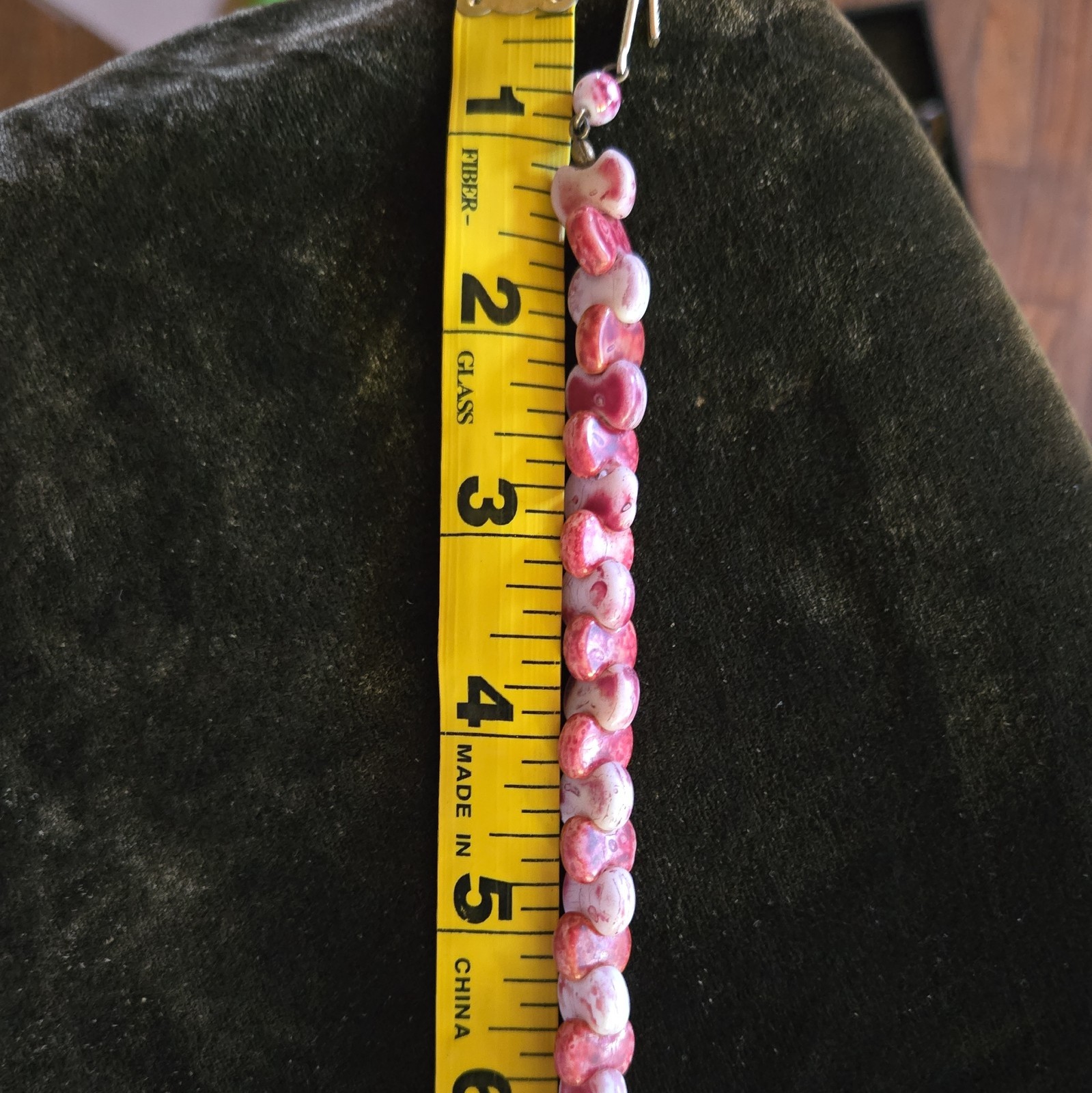 Pink & White Stone Beaded Necklace/ Chocker 16 in Hook Clasp