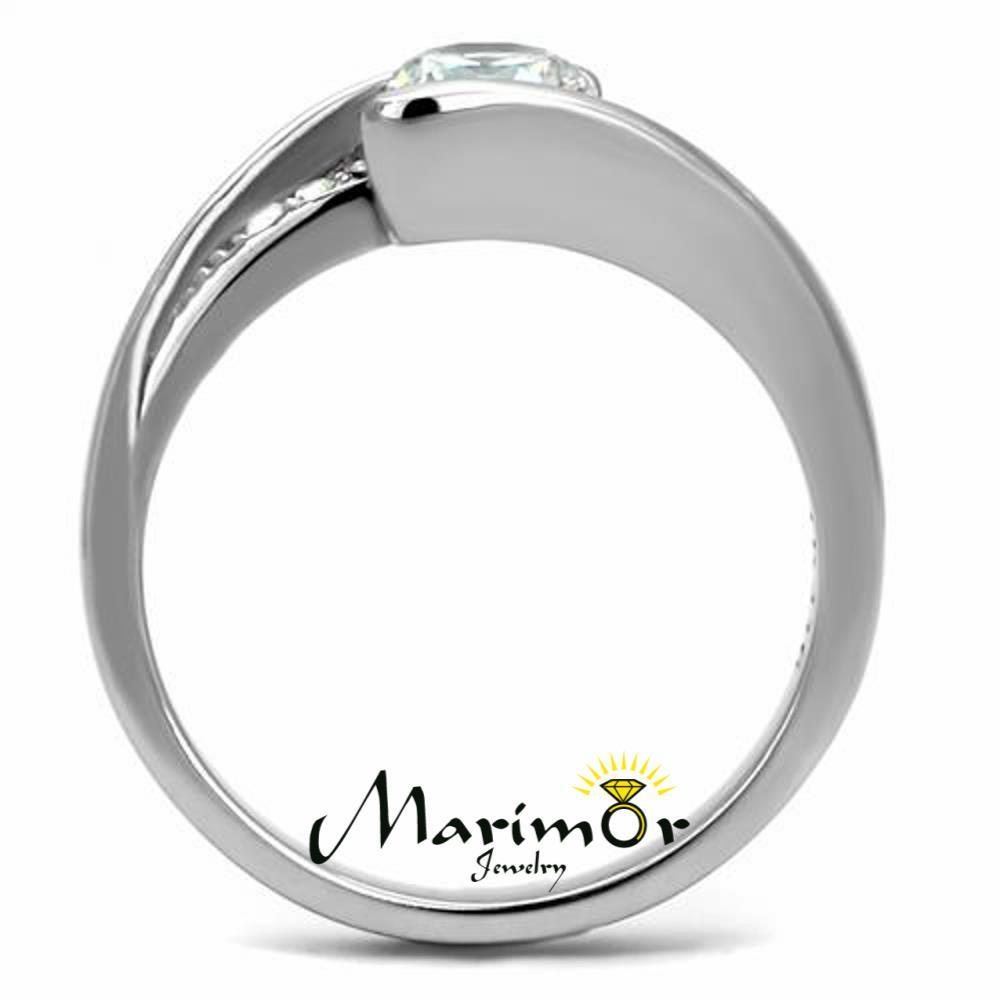 Women’s .87 Ct Round Cut Cubic Zirconia, Stainless Steel Engagement Ring Sz 5-10
