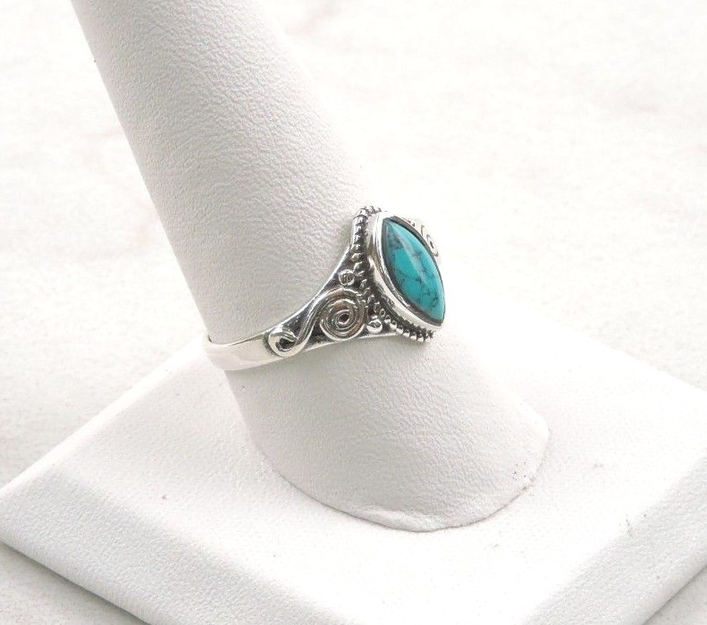 Sterling Silver 2 ct Marquise Turquoise Ring – Free Gift Packaging