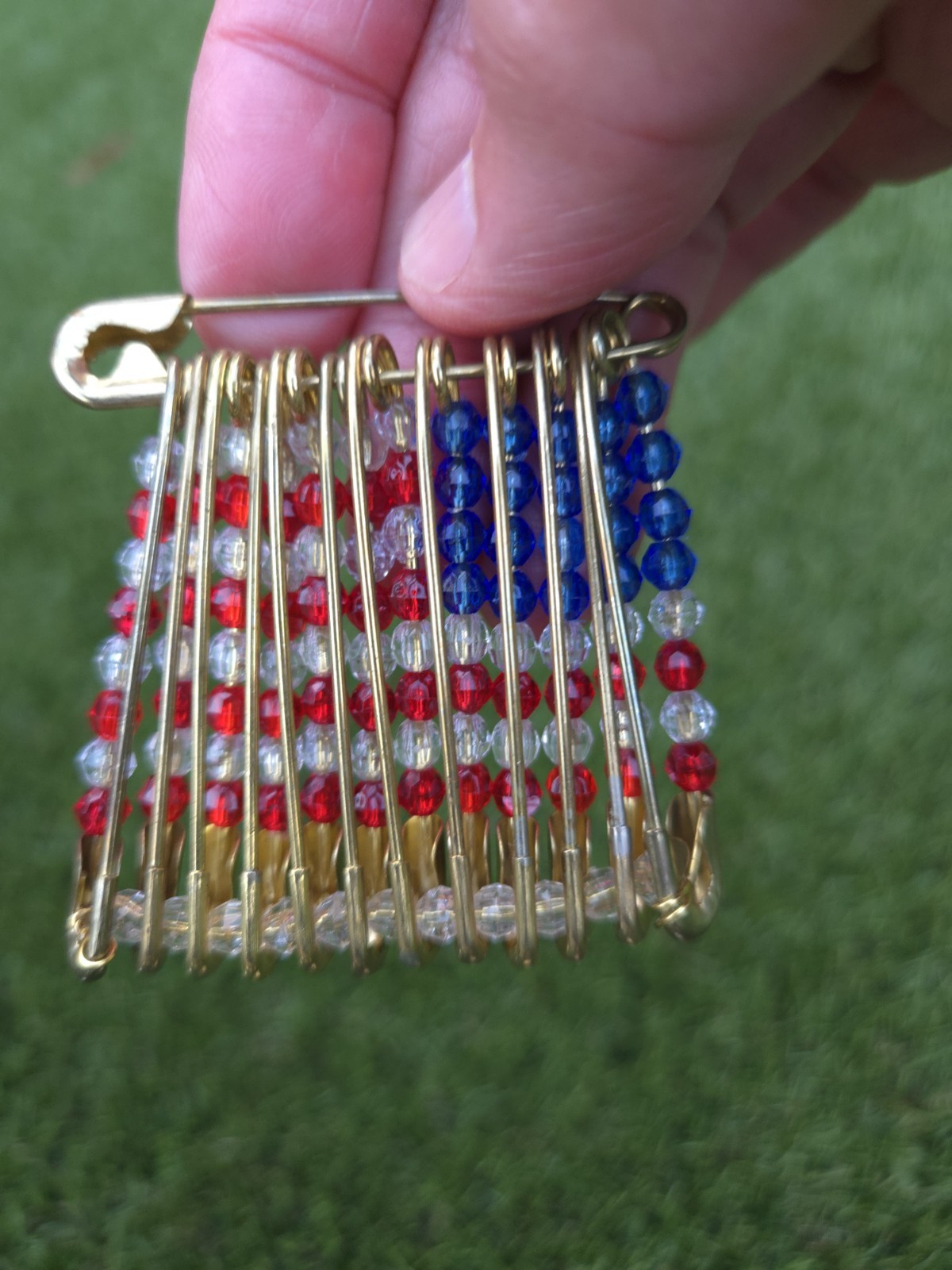 Lot of 3 Vintage Patriotic American Flag Pins Brooch Rhinestone Carol Dauplaise