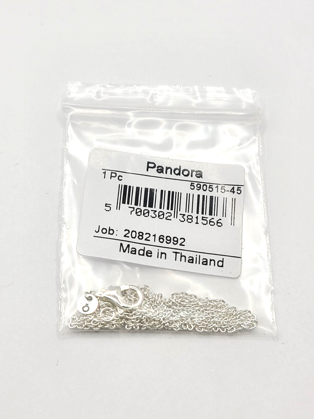 Authentic Pandora #590515-45 Chain Necklace Sterling Silver Adjustable 17in