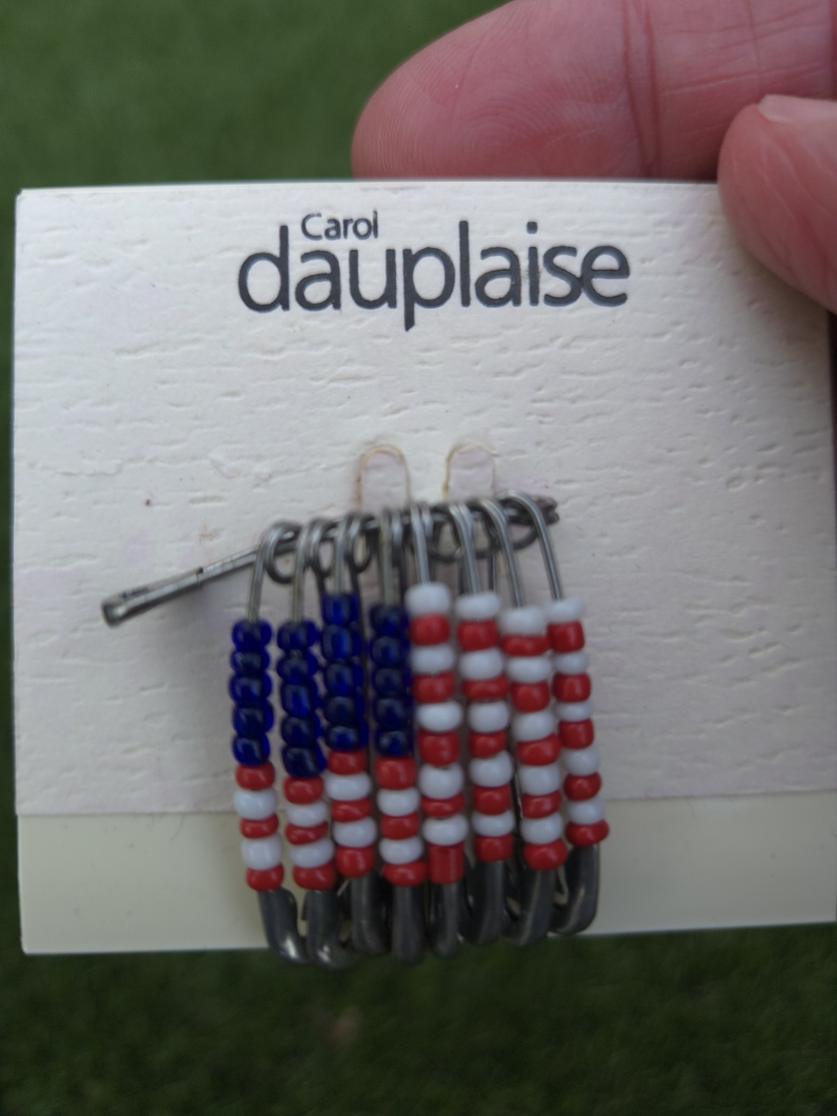 Lot of 3 Vintage Patriotic American Flag Pins Brooch Rhinestone Carol Dauplaise