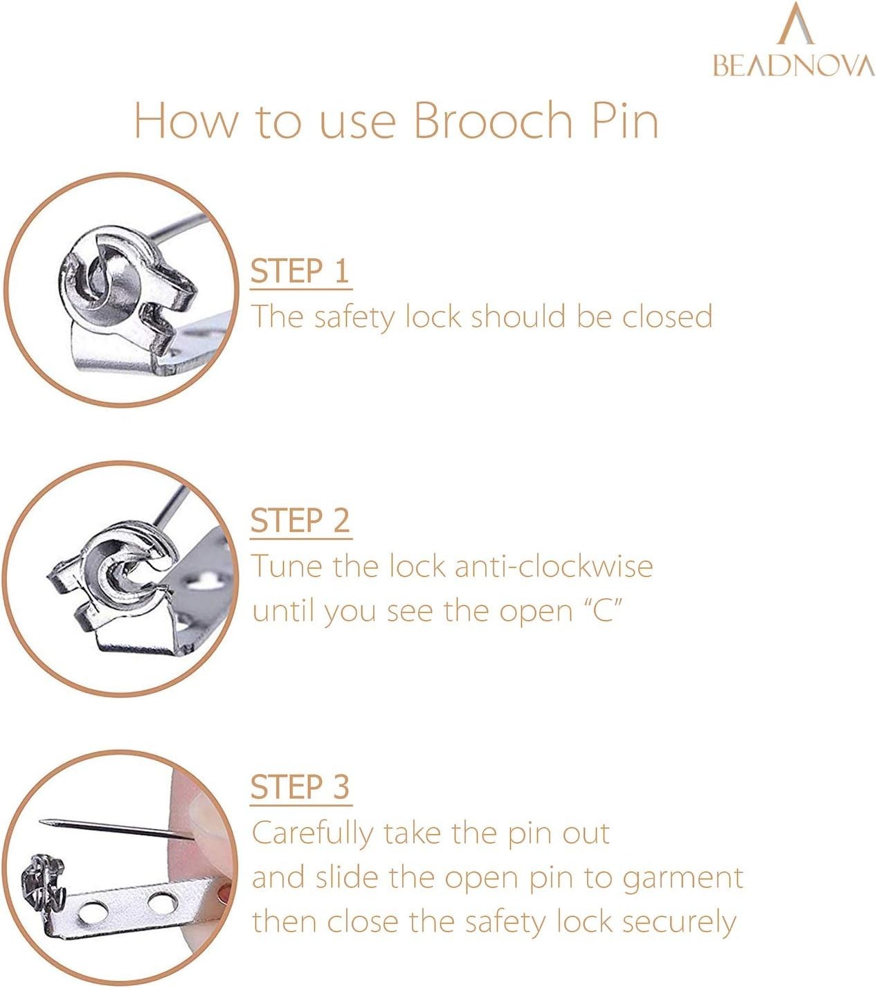 Elegant 60PCS 1.5 Inch Silver Brooch Pin Back for Crafts and Jewelry Making