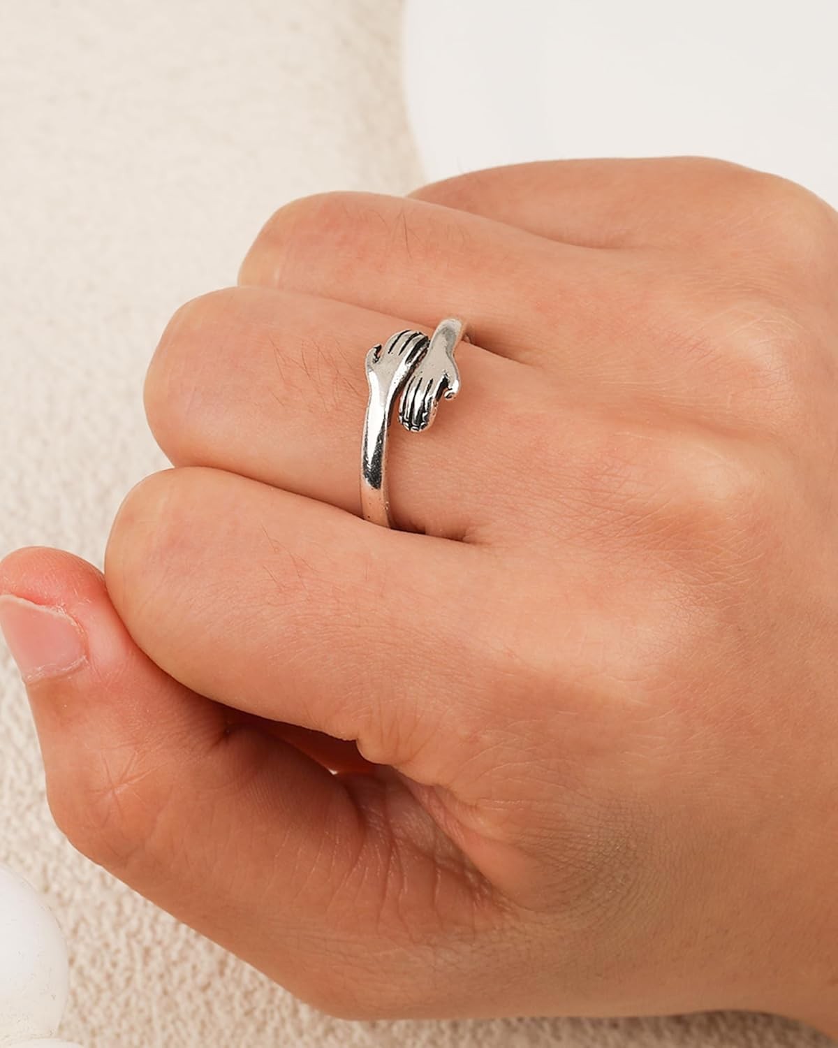To My Granddaughter Hug Ring Stainless Steel Engraved Always with You Hope Ring