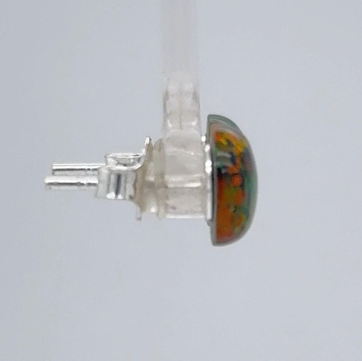 Multicolor Green Red FIRE OPAL Round Post Stud Earrings 925 STERLING SILVER 305e