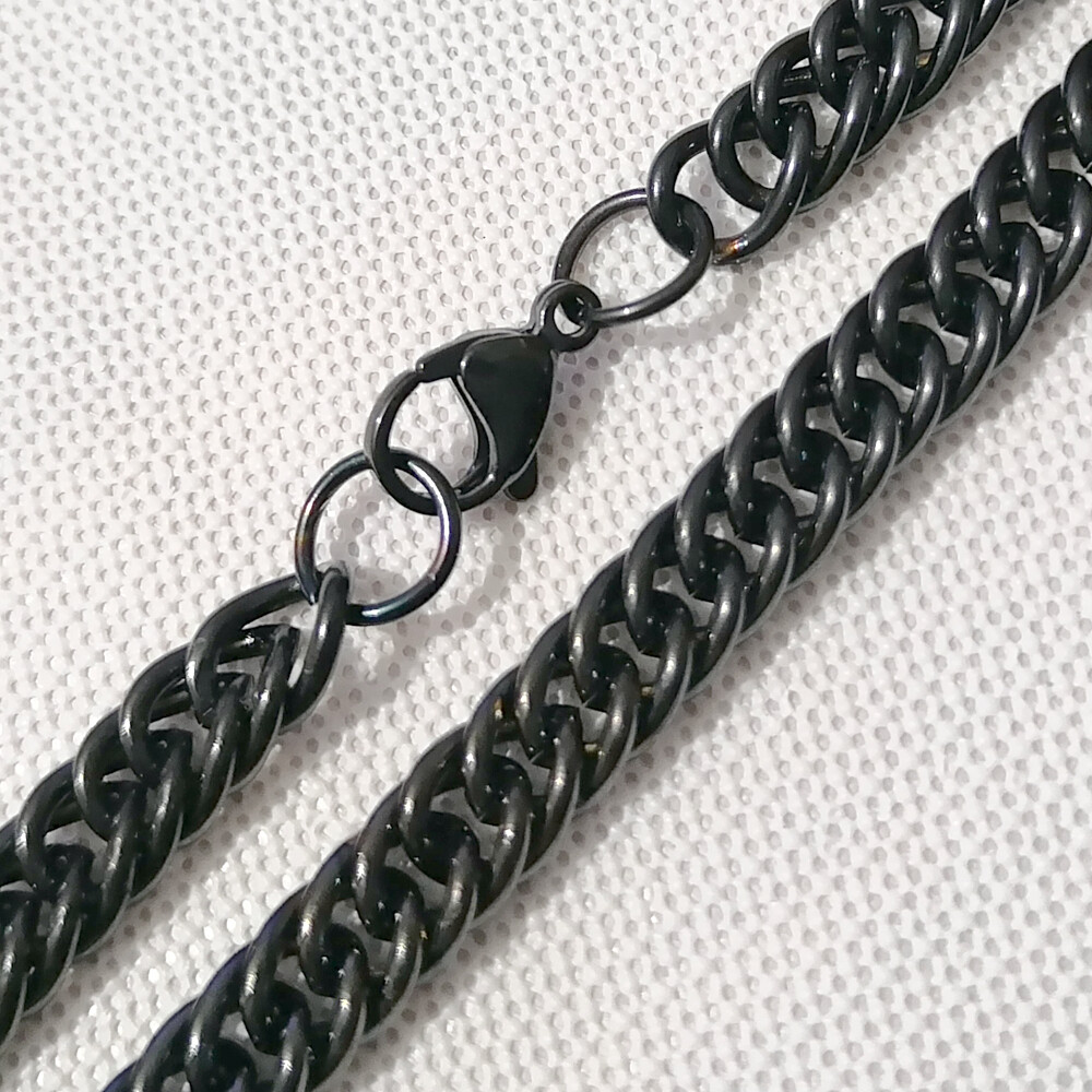 Black 7mm stainless steel cuban Link bracelet or necklace 7inch-30inch