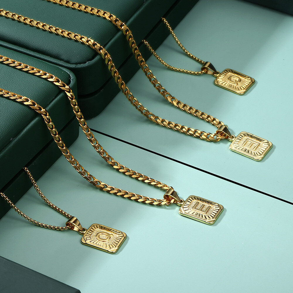 Lovers Jewelry Gold Filled Letter a-z Pendant Necklace 16″ Box or 20″ Curb Chain