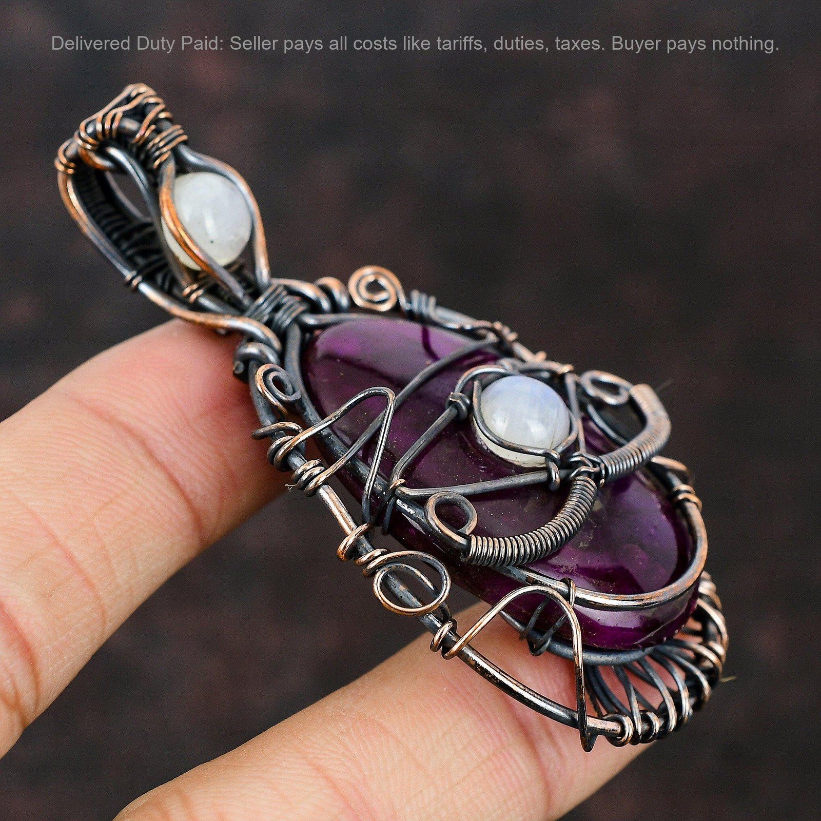 Copper Pink Fire Labradorite Gemstone Rainbow Moonstone Birthday Pendant Jewelry