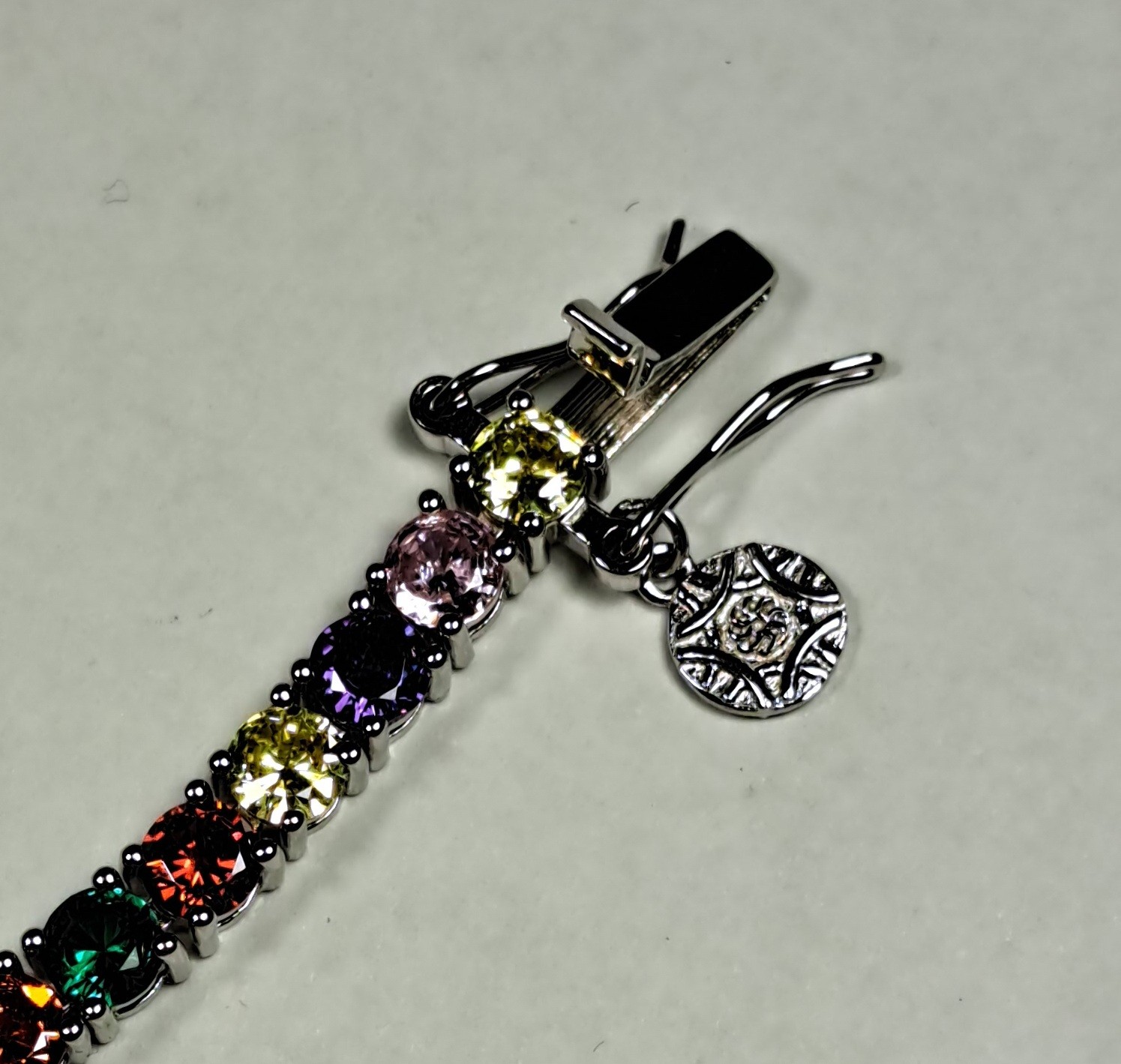 LUSTRO STELLA Multi Color CZ Sterling Silver Tennis Bracelet 6.5″ or 8″ NEW