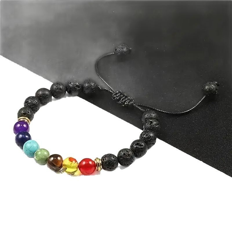 7 Chakra Lava Rock Woven Bracelet Unisex Spiritual Healing Jewelry for Men Women