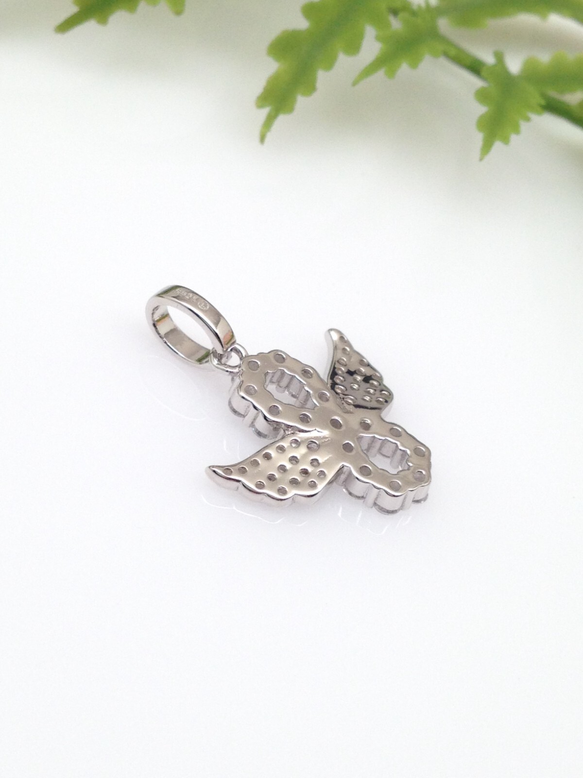925 Sterling Silver CZ Angel Wings Infinity Pendant Women 15mm0.59″/22mm0.87″