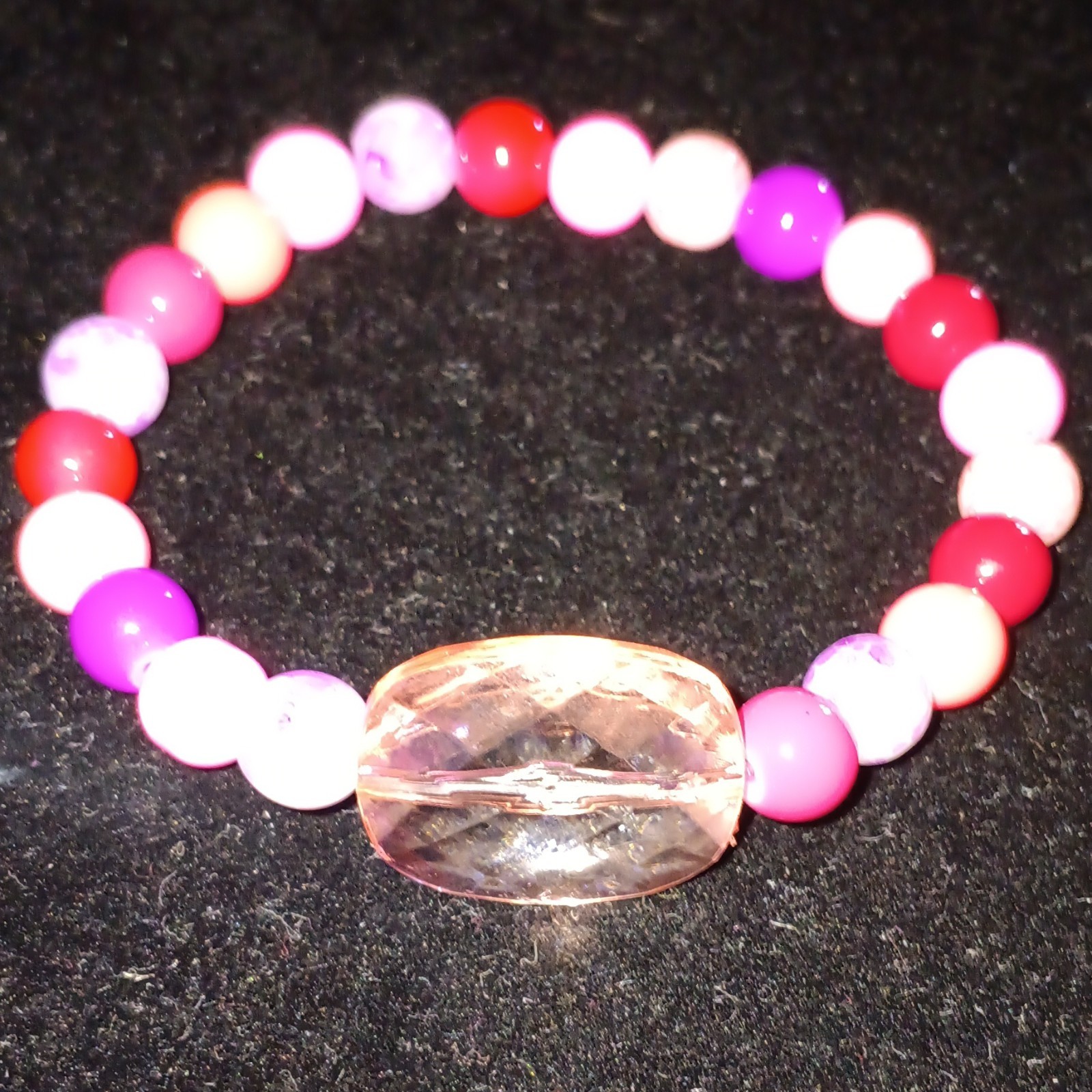 Set of 10 Multicolor Glass & Acrylic Bead Stretch Slip-On Stackable Bracelets