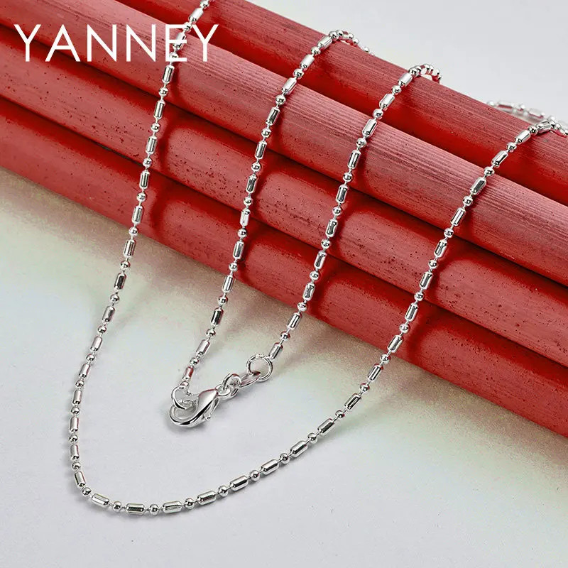 Original Sterling Silver 16-30 Inches Bamboo Chain Necklace For Women Men.