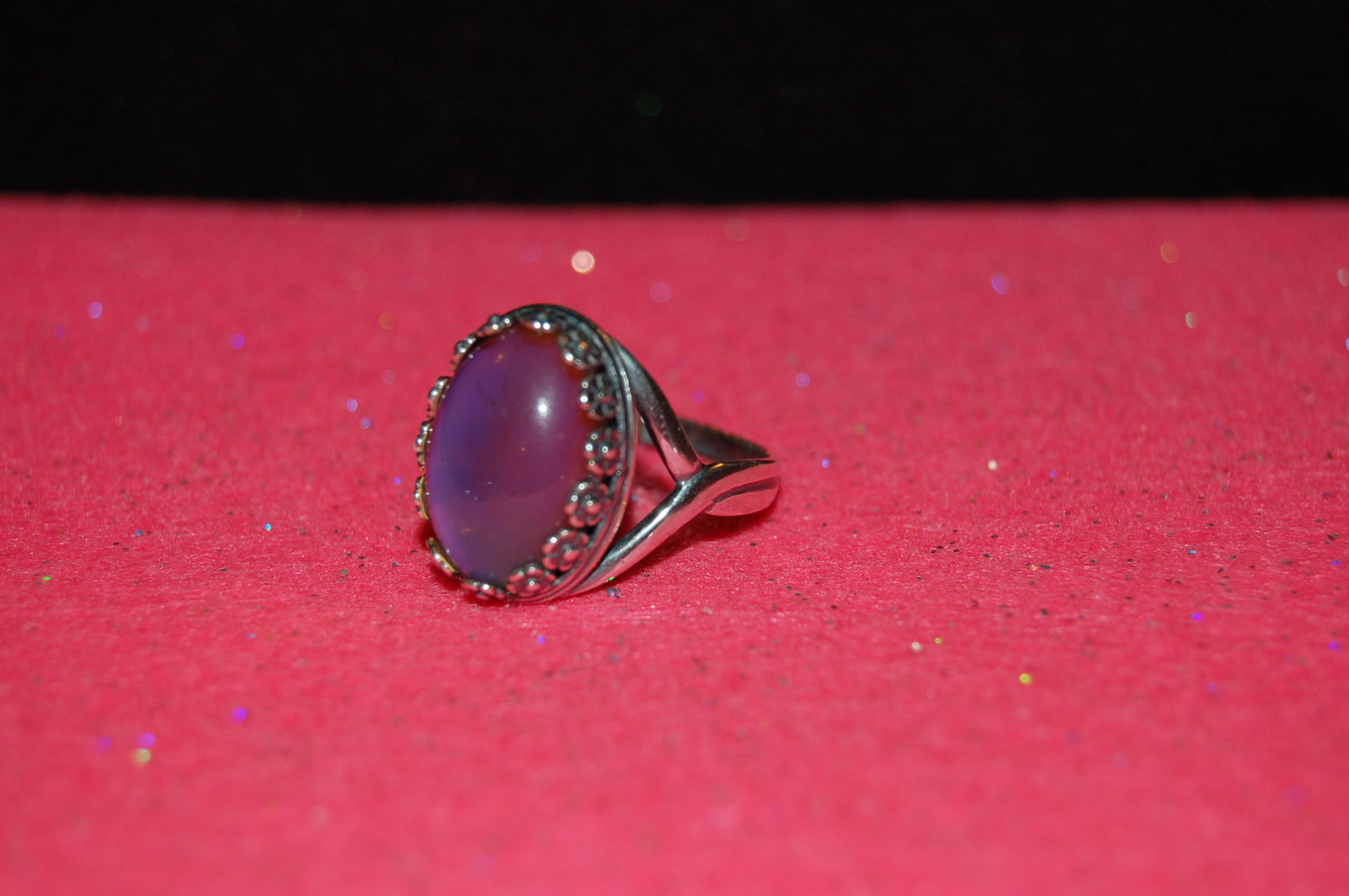 Flower Surround Mood Ring, Sterling Silver Plated, Adjustable, 18x13mm, #Z