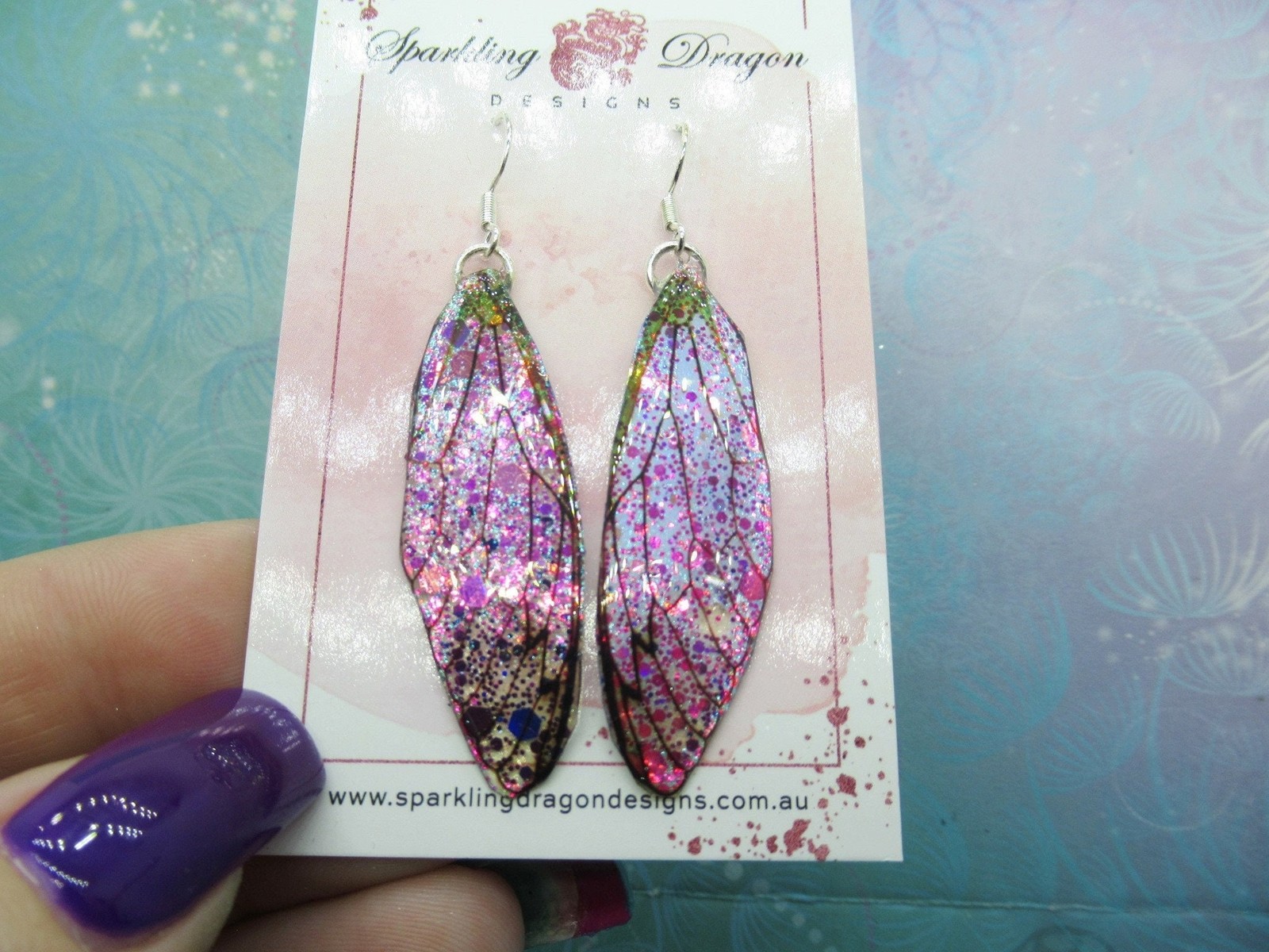 Butterfly Earrings Sparkly Purple & Pink – Fairy Jewellery, Fun Gift for her