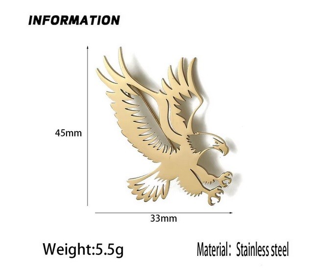 Stainless Steel Eagle Brooch Pin Gold Silver Black Bird Badge Gift Unisex