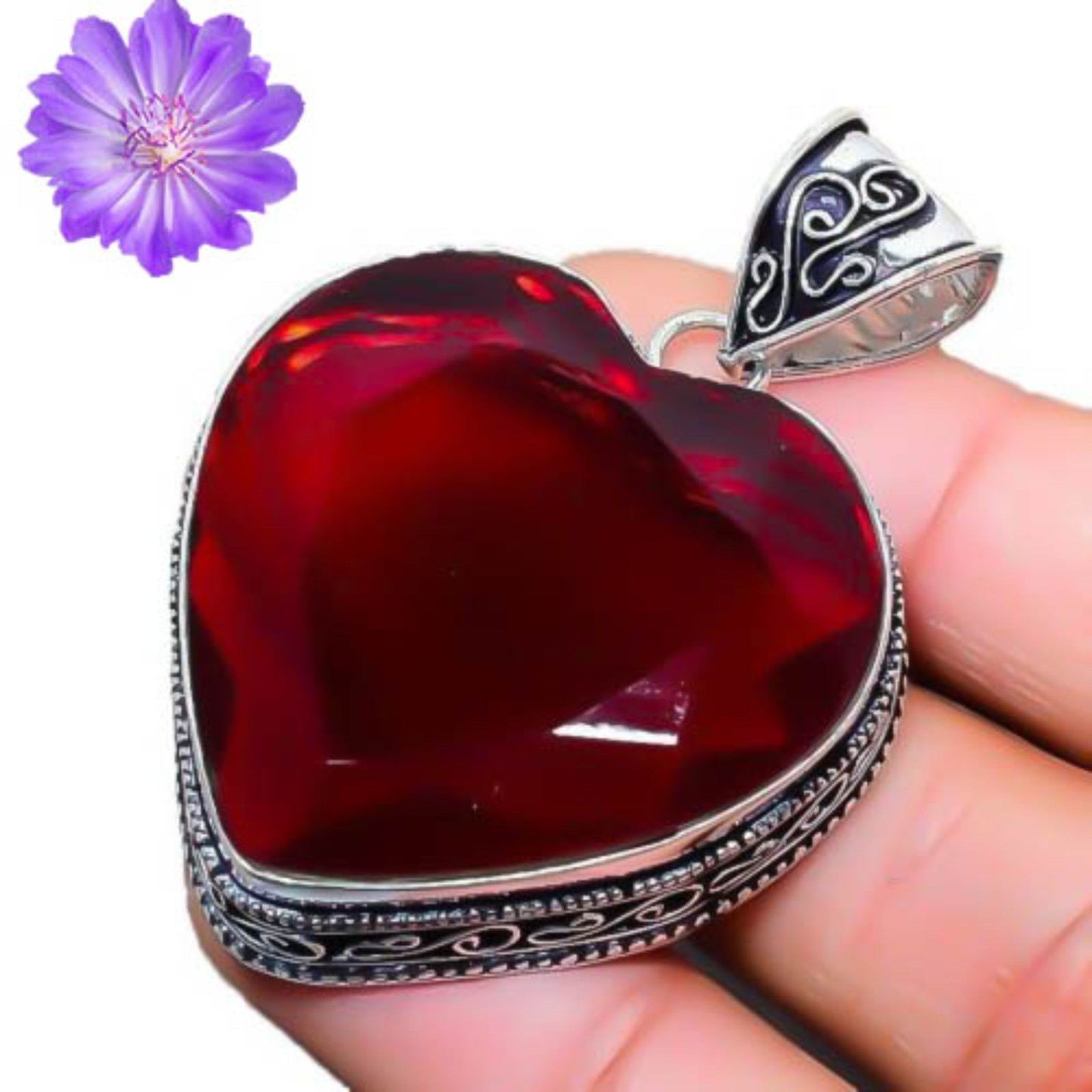 Mozambique Garnet Gemstone Handmade 925 Sterling Silver Jewelry Pendant 2″
