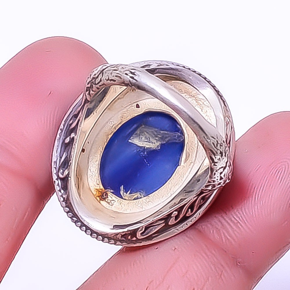 Kyanite – Nepal Gemstone Silver Handmade Bali Ring s.8 T3020
