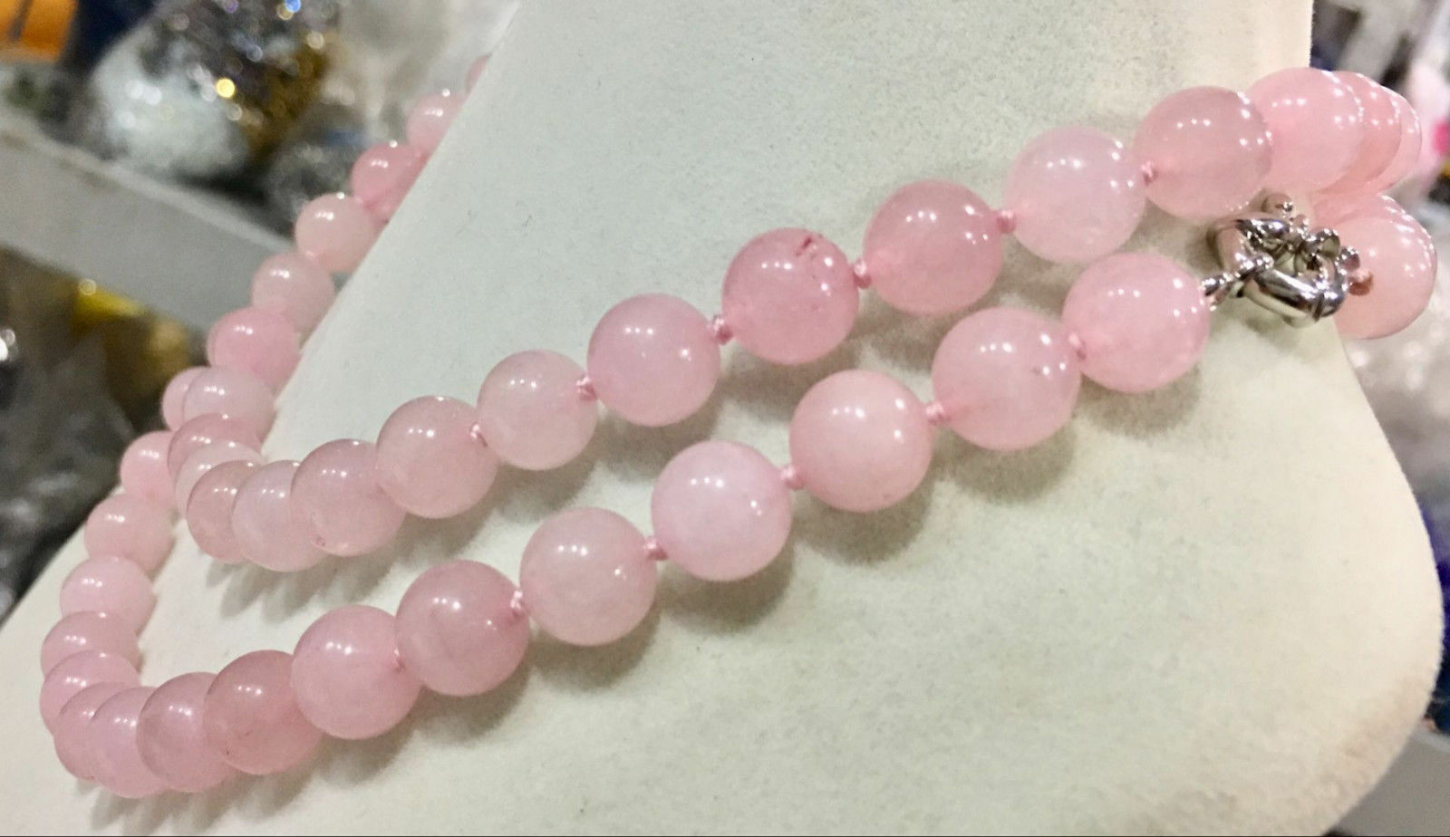 Pretty 8mm 10mm 12mm Pink Rose Quartz Round Gemstone Beads Necklace 18-48”