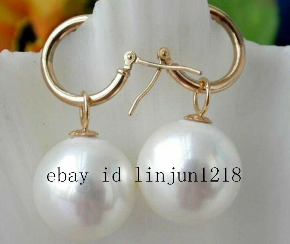 HOT 10/12/14mm Black Whit Gold Gray South Sea Shell Pearl Earring
