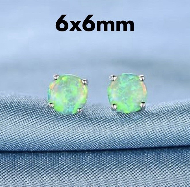 Dazzling Green Fire Opal Cross Necklace & 6mm Stud Earrings Set