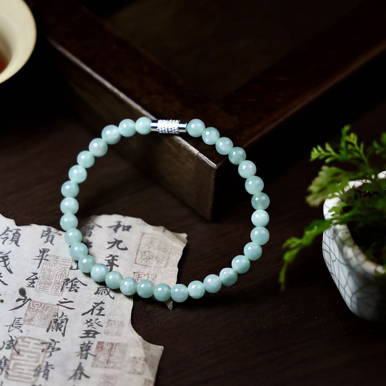 Certified Burma Natural jadeite A-grade ice jade bracelet for women 5mm