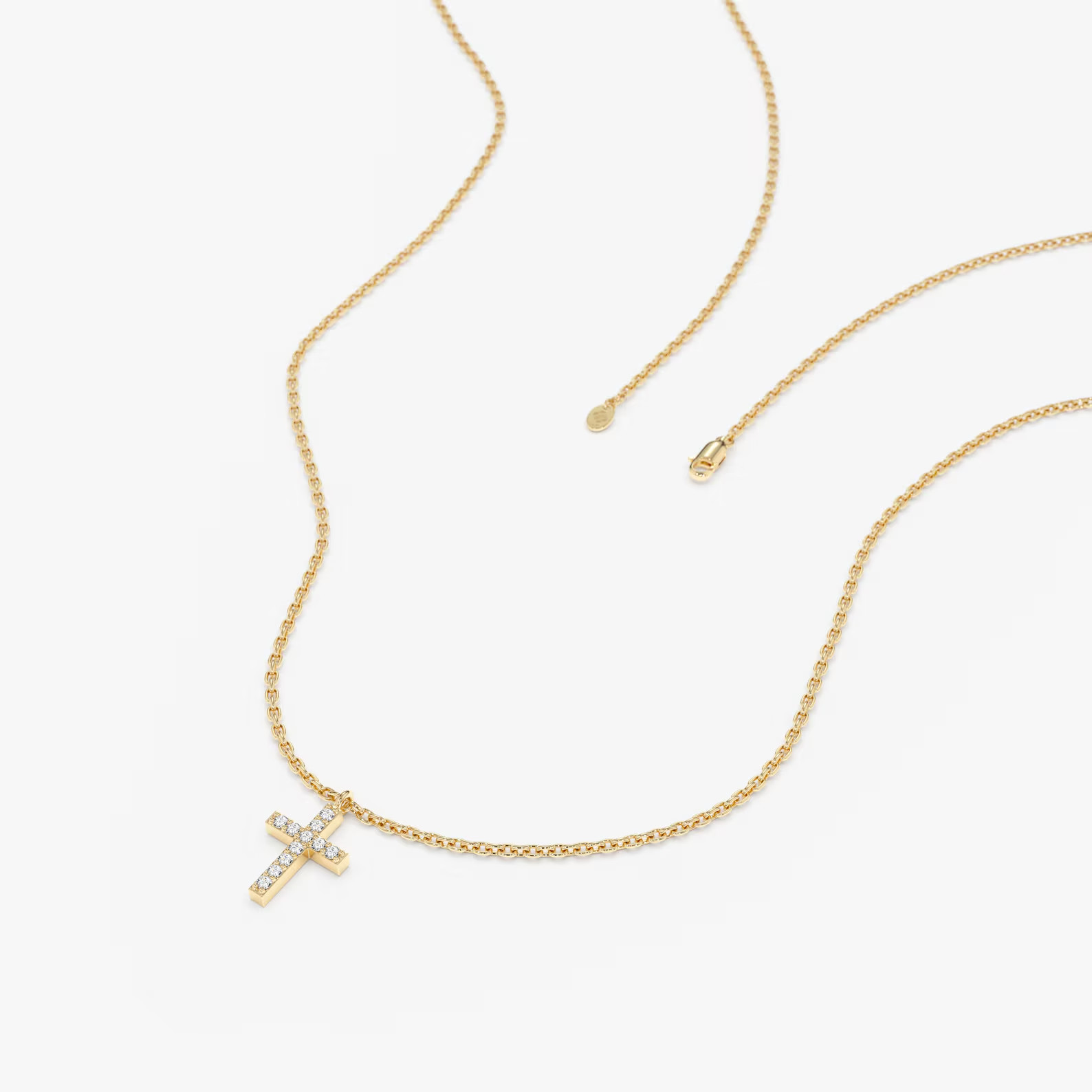 Lab Grown 1.00 Ct Round Cut EF VS Diamond Cross Shape Necklace in 14K Solid Gold