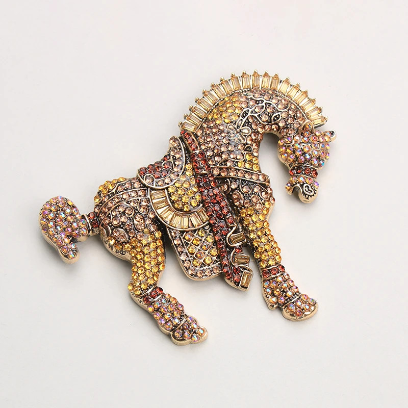 Women Men Large Colorful Rhinestone Horse Brooch Fashion Pin Jewelry