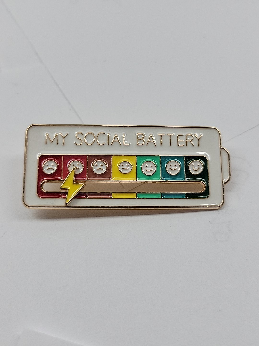 My Social Battery Lapel pin, adjustable slide, novelty collector pin