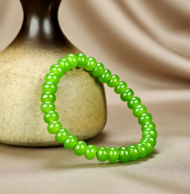 Girl Grandma Lady Women Green Jade Beads Bracelet Jewelry Family Gift Box DD165