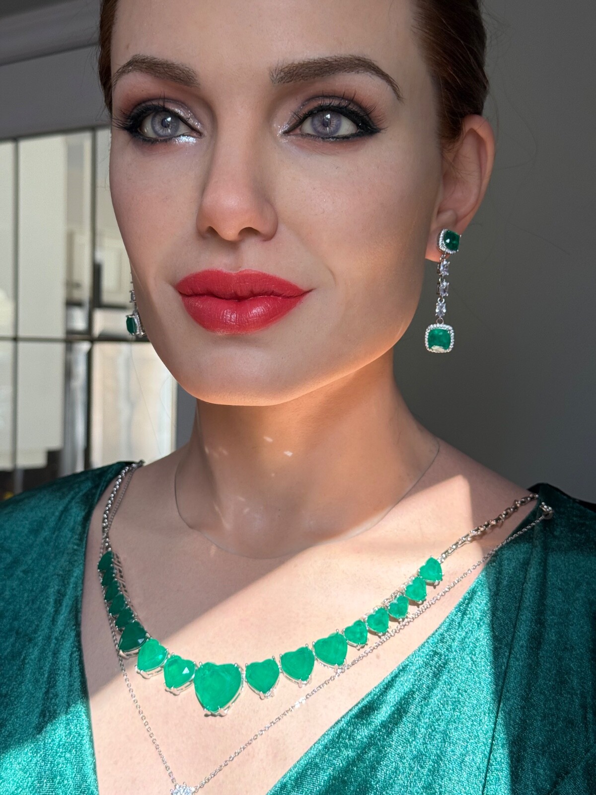 Star Of Hollywood, Emerald Dangle Drop Earrings