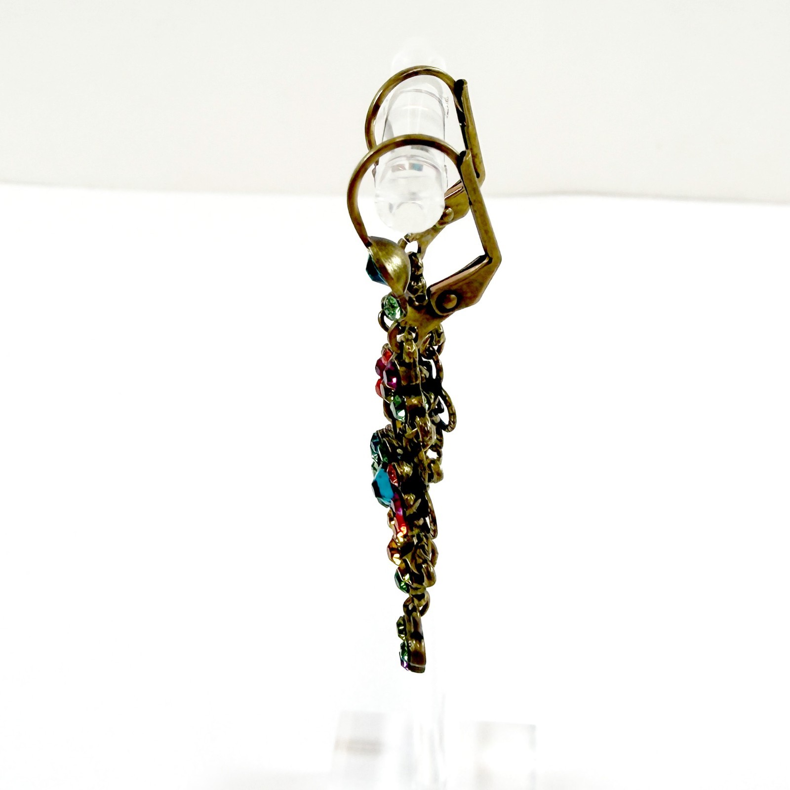 Michal Negrin Turquoise Multicolor Crystal Boho Long Dangle Earrings RARE