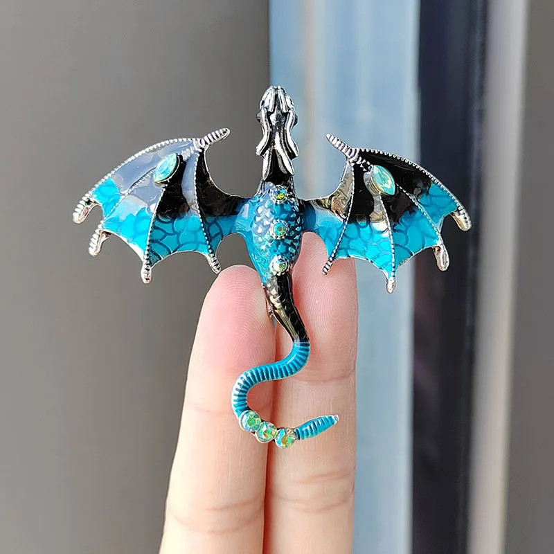 1pc Dragon Brooch Pin Enamel Crystal Animal Badge Jewelry Gift – Animal Pins