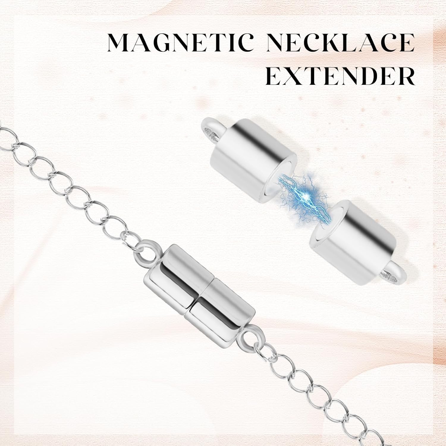 5Pcs Silver Magnetic Necklace Extender, Magnetic Necklace Clasps and Closures