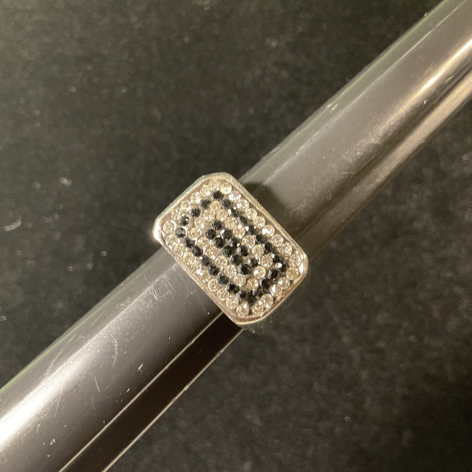 Men’s Stainless Steel Clear & Black Multi-stone (80) Size 7 1/4 Ring