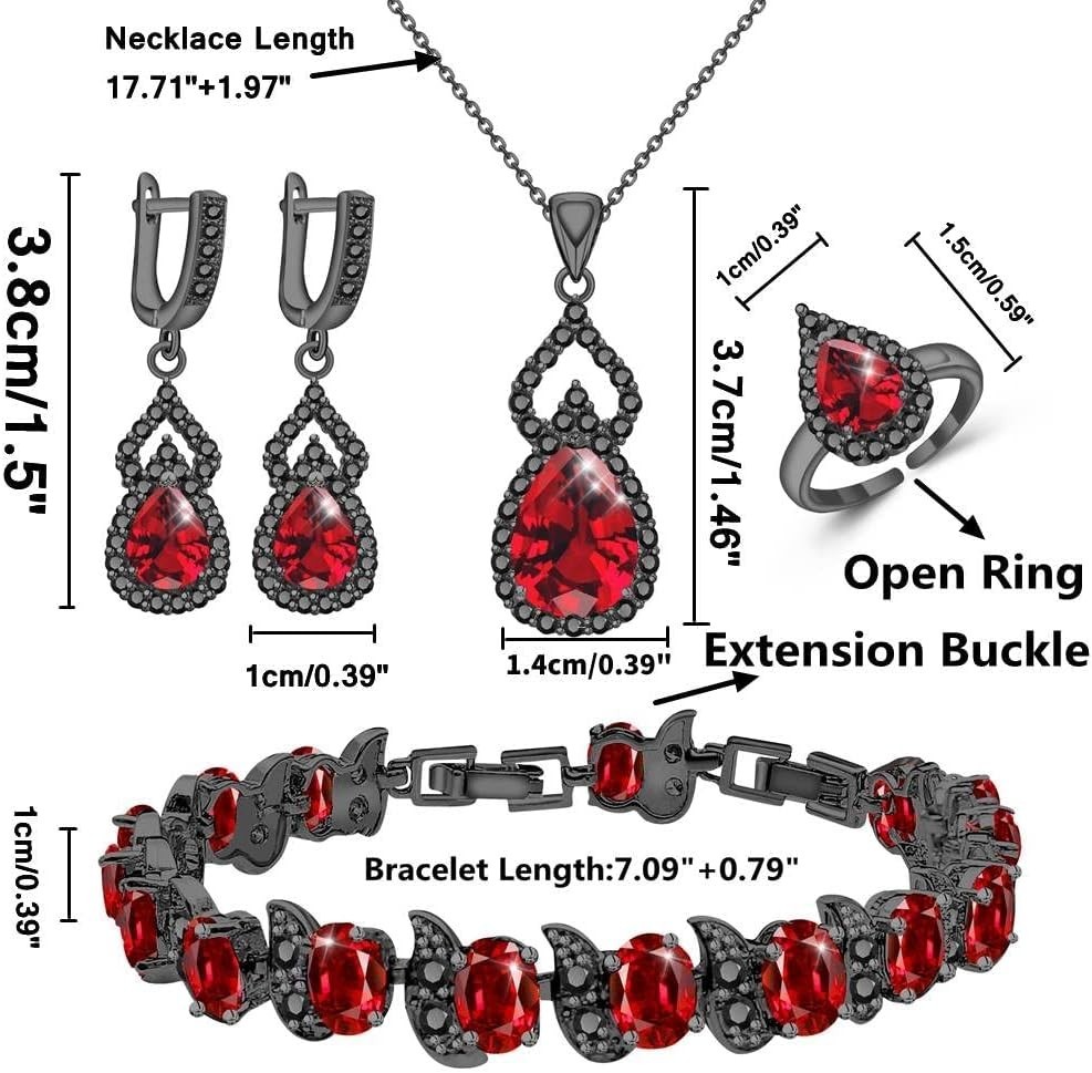 Birthstone Necklace Earrings Bracelet Set