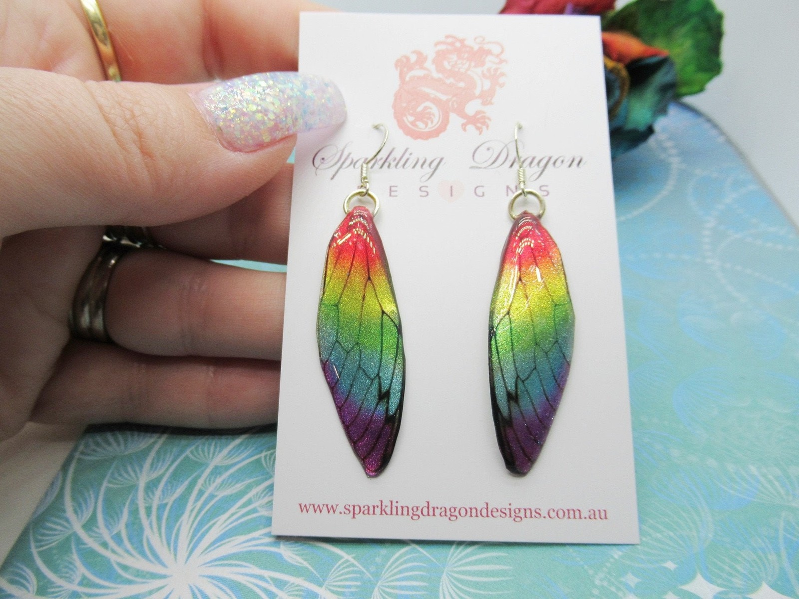 Butterfly Wing Rainbow Earrings – Fairy Jewellery, Fun Gift for her Fairy Wing