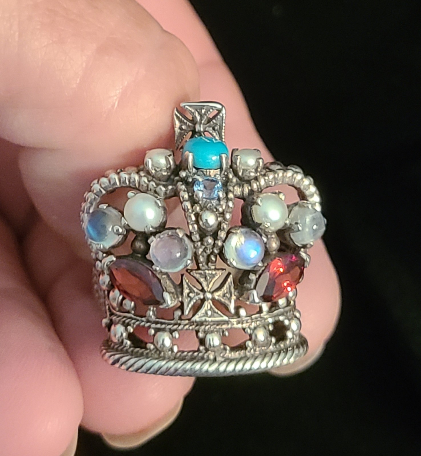 Nicky Butler SS 925 Multi-Gemstone Crown Ring Size 10