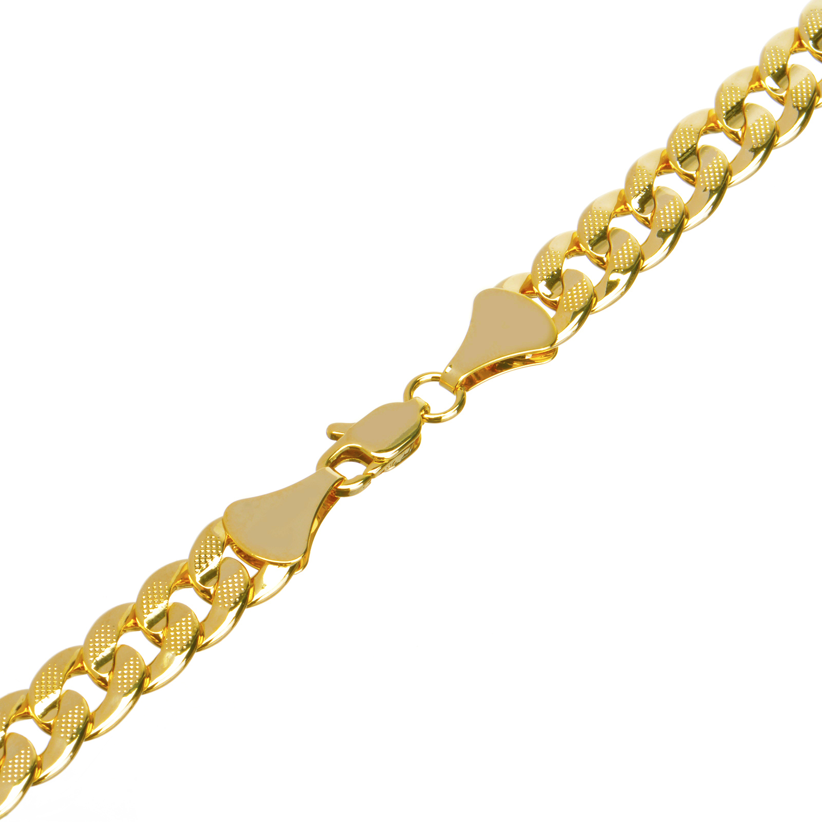 Men’s Solid Gold Plated 7 mm / 30″ Cut Concave Cuban Link Chain Necklace