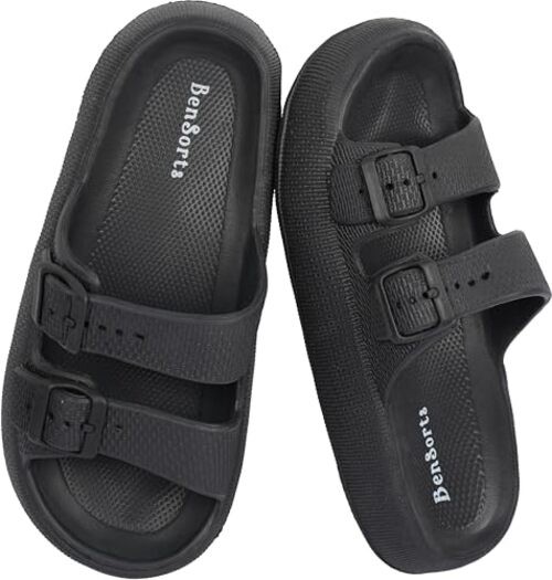 Pillow Sandals for Women Men Thick Sole 9.5-10.5 Women/8.5-9.5 Men Black