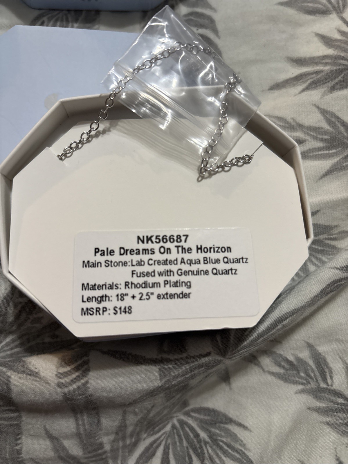Bomb Party NK56687 Pale Dreams On the horizon Aqua Blue Quartz Necklace