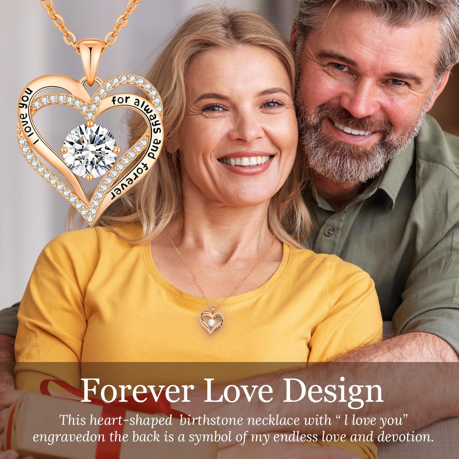 Forever Love Heart Necklaces for Women, Wedding Anniversary, Valentine’S，Birthda