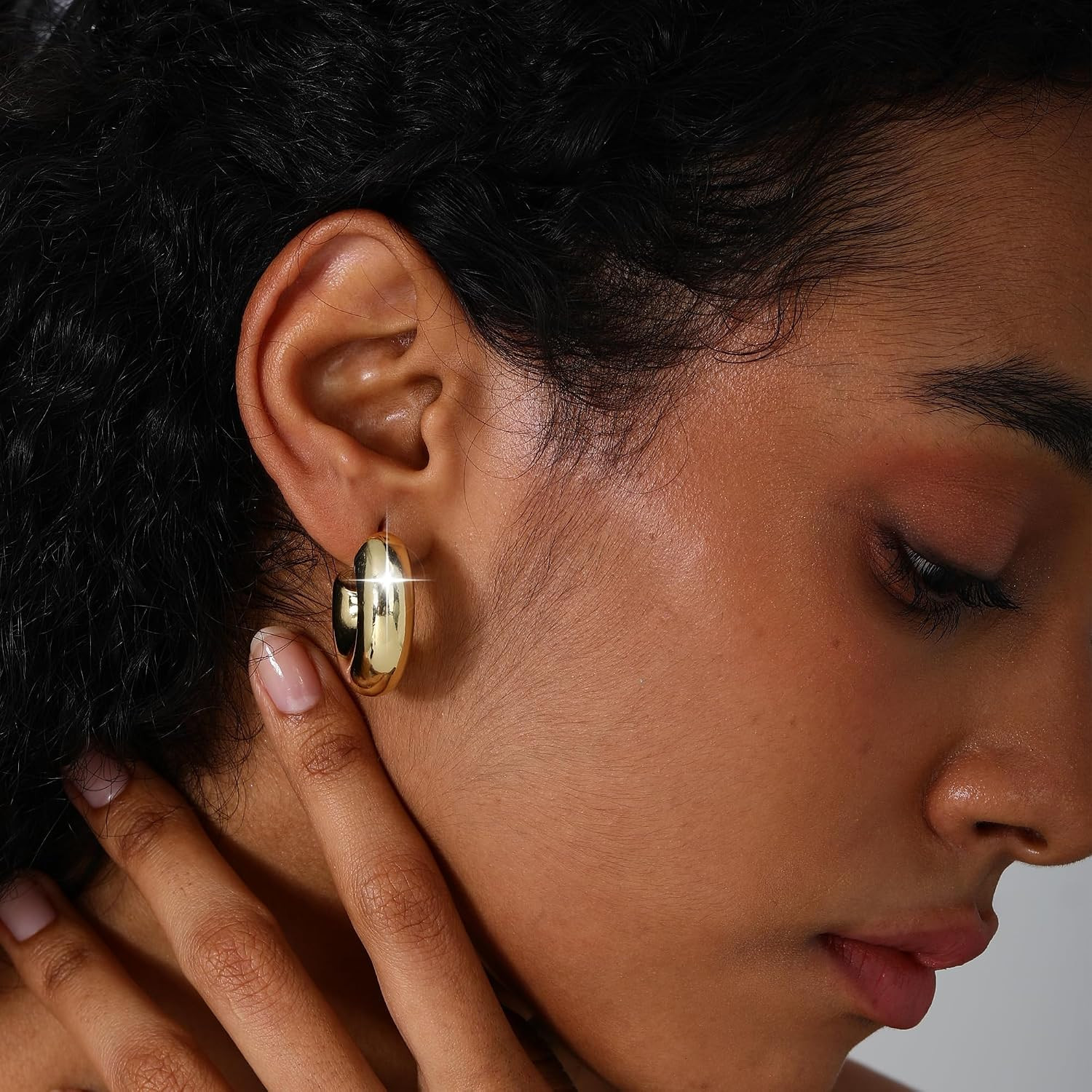 Chunky Gold Earrings for Women Trendy 14K Thick Gold Hoop Earrings Hypoallergeni