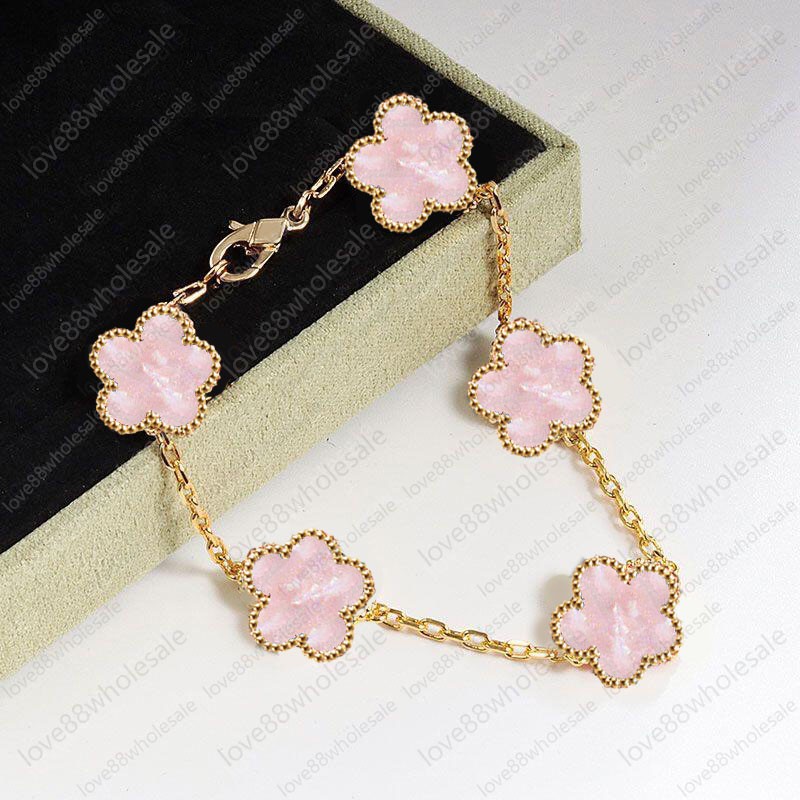 Women Four-Leaf Clover Bracelet Charm Mother-of-Pearl 18K Gold Designer Jewelry