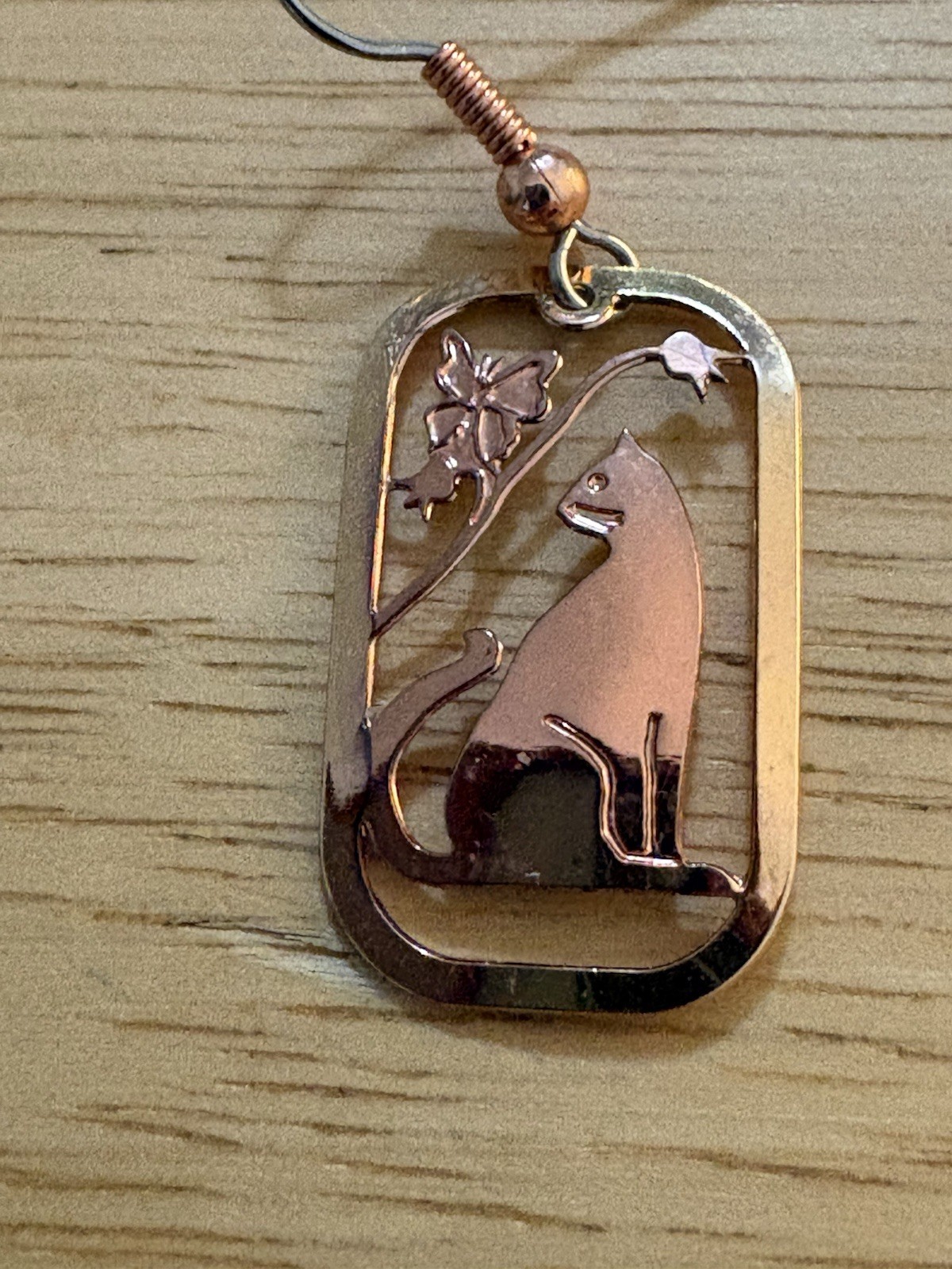 cat dangle earrings Good Quality Opposite Cat On Earring 1.5 Inch Length