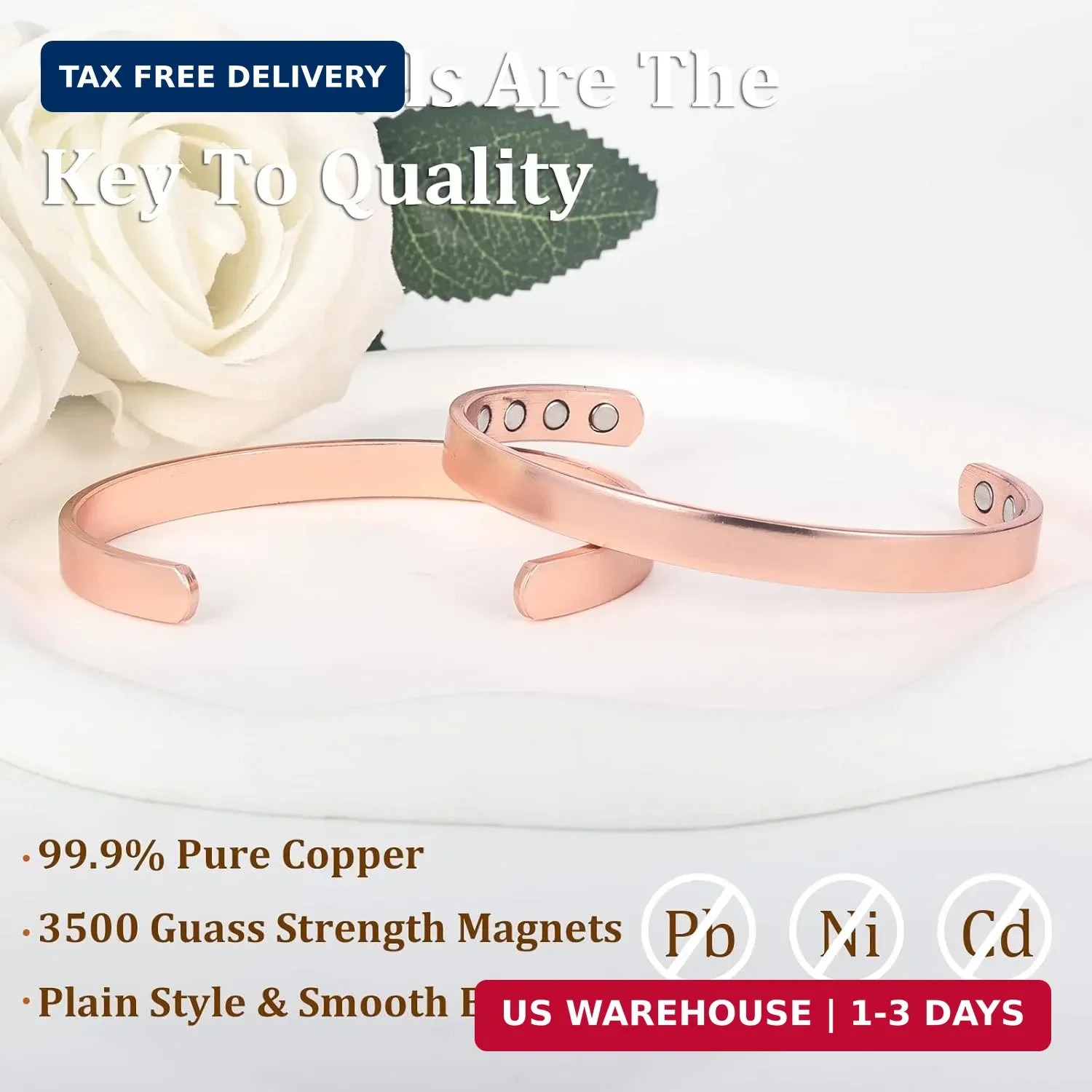 MagEnergy Copper Bracelet for Men and Women, 99.9% Pure Copper Magnetic Bangle w