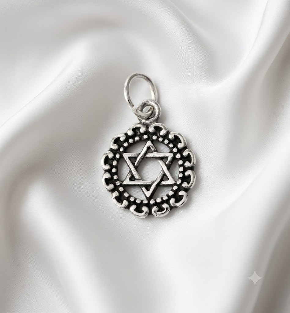 Star of David 92.5 Sterling Pewter Brass Charm Necklace Pendant Jewelry