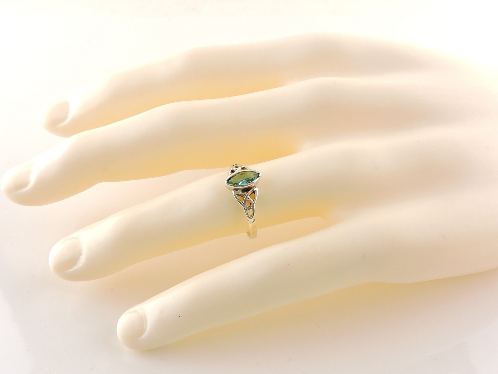 Sterling Silver .75ct Marquise Blue Cubic Zirconia Celtic Ring
