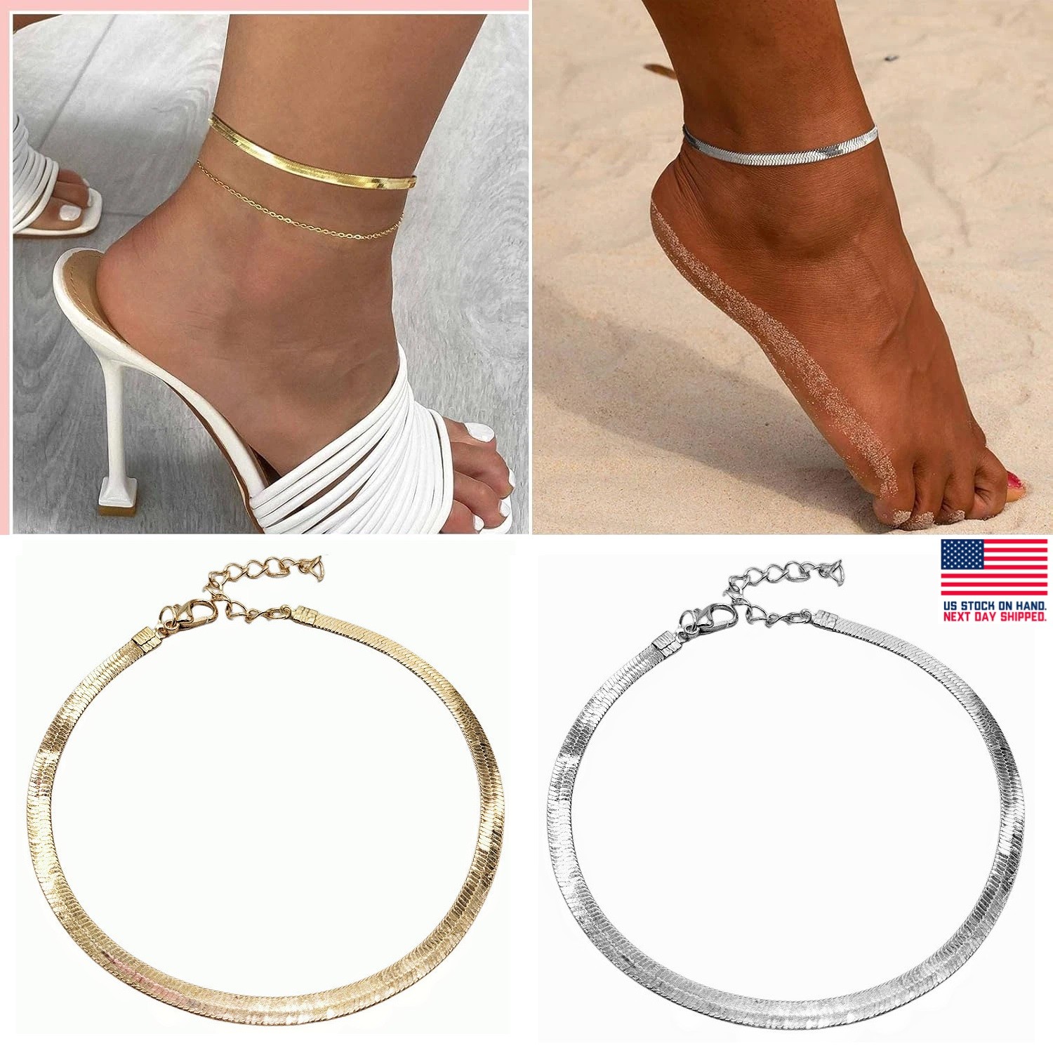 Titanium Steel Snake Bone Chain Anklet Women’s Ankle Foot Jewelry Bracelet Gifts