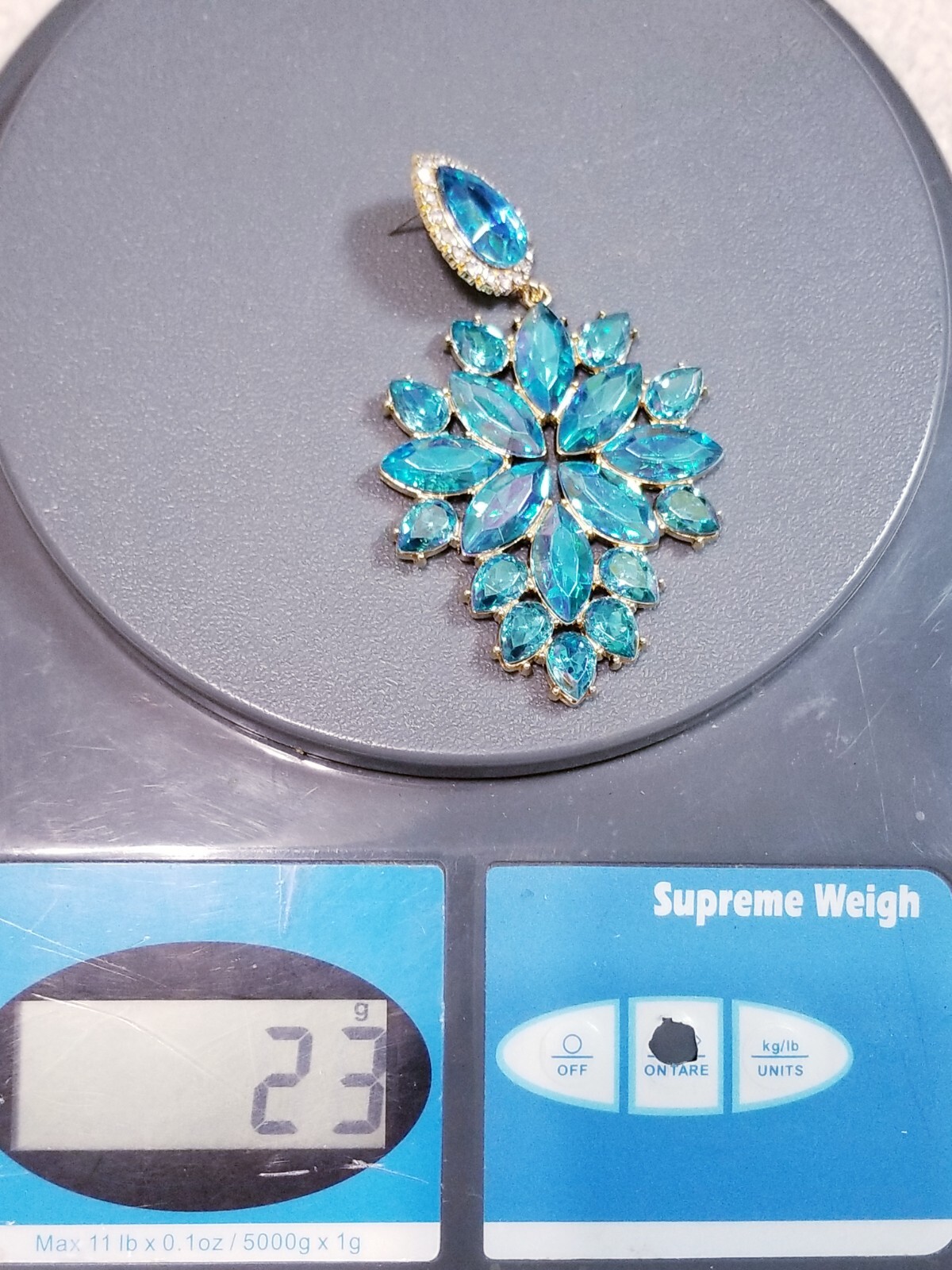 Aqua Crystal Bridesmaid Rhinestone Chandelier Drop Earrings 3.6 inch Jewelry
